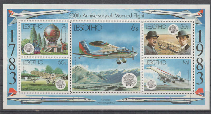 LESOTHO 1983 The 200th Anniversary of Manned Flight UMM MINI SHEET SG 549