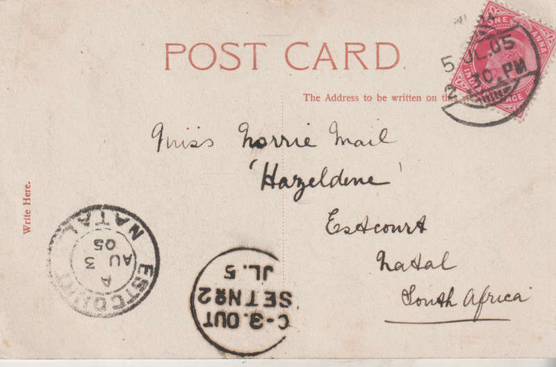 USED POST CARD WITH POSTAL HISTORY CALCUTTA 1905