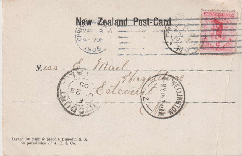 USED POST CARD WITH POSTAL HISTORY NEW ZEALAND 1905