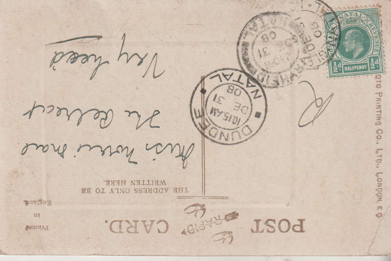 USED POST CARD NATAL 1908