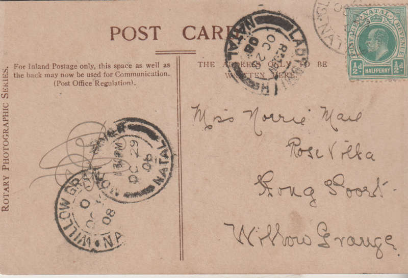USED POST CARD NATAL 1908