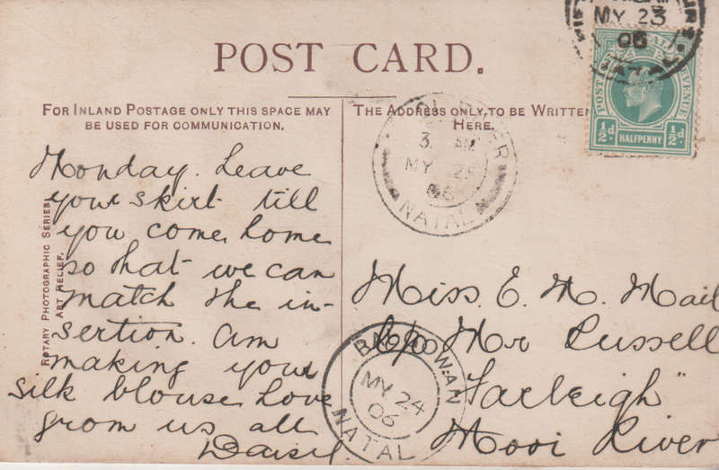 USED POST CARD NATAL 1906