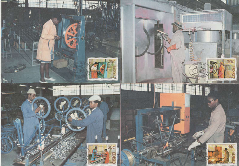 CISKEI 1986 Bicycle Factory - Dimbaza  MAXI CARD/ POST CARD SET