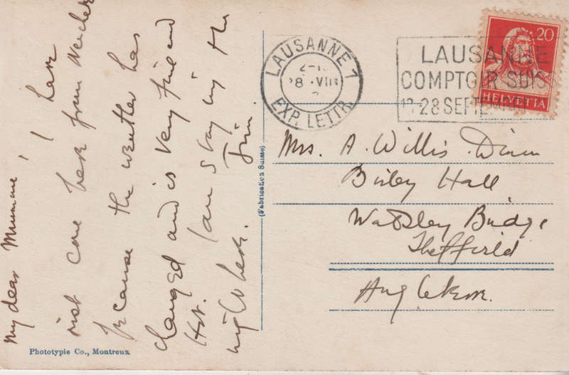 USED POST CARD WITH POSTAL HISTORY SWITZERLAND