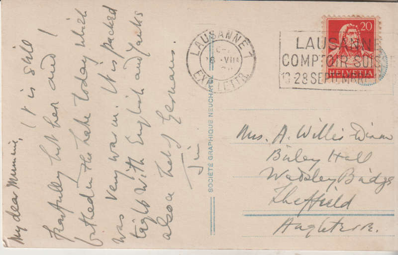 USED POST CARD WITH POSTAL HISTORY SWITZERLAND