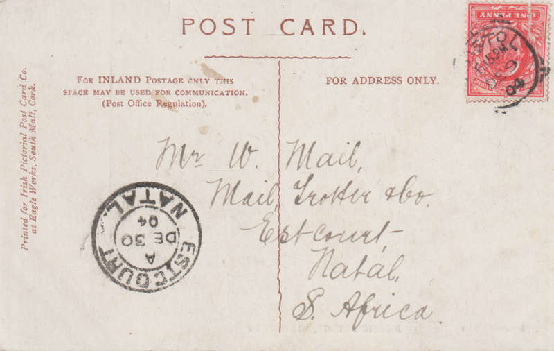 USED POST CARD UK 1904