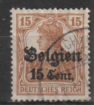 GERMANY IN BELGIUM 1914 German Empire Postage Stamps Surcharged Belgien` ULH SG 15