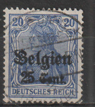 GERMANY IN BELGIUM 1914 German Empire Postage Stamps Surcharged Belgien` ULH SG 18