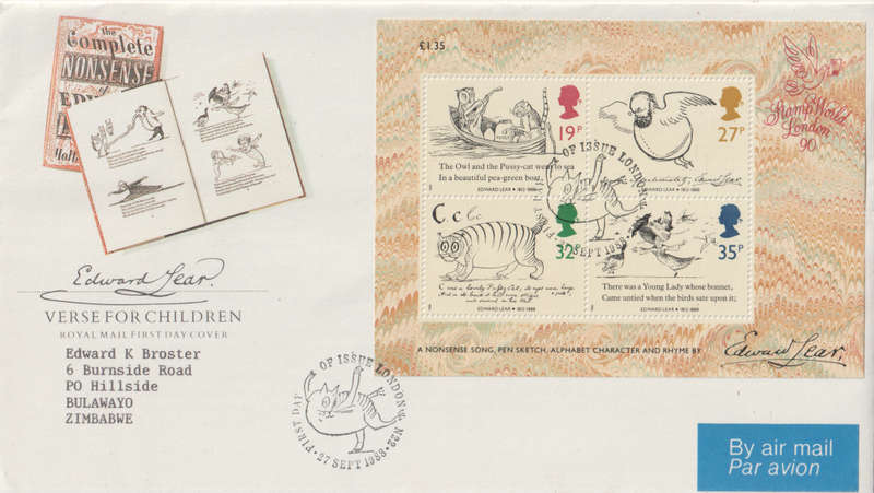 GB FDC 1988 Nonsensical Drawings by Edward Lear