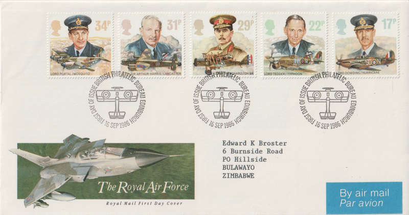 GB FDC 1986 The 50th Anniversary of the Royal Air Force