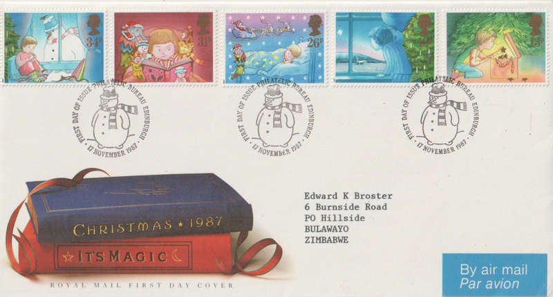 GB FDC 1987 Christmas Stamps
