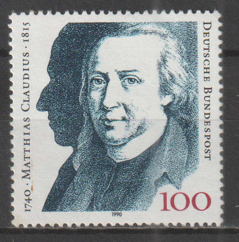 GERMANY 1990 The 250th Anniversary of the Birth of Matthias Claudius, Poet UMM SG 2322