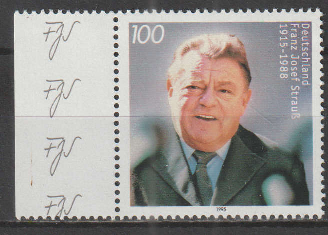 GERMANY  1995 The 80th Anniversary of the Birth of Franz Josef Strauss, Politician UMM SG 2675