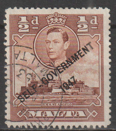 MALTA 1948 King George VI and Local Motifs Overprinted `SELF-GOVERNMENT - 1947` ULH SG 234