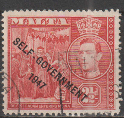 MALTA 1948 King George VI and Local Motifs Overprinted `SELF-GOVERNMENT - 1947` ULH SG 239A