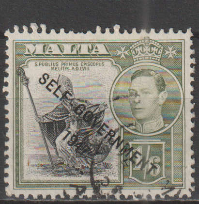 MALTA 1948 King George VI and Local Motifs Overprinted `SELF-GOVERNMENT - 1947` ULH SG 244