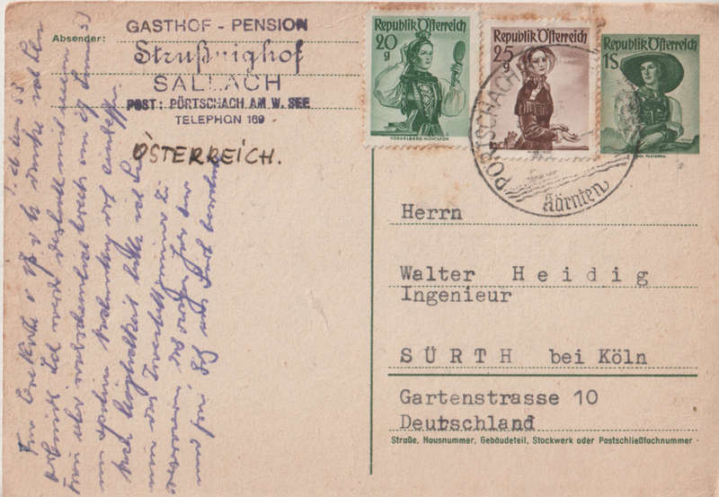 USED POST CARD AUSTRIA 1953