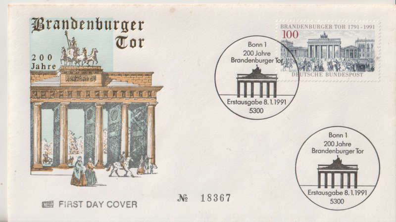 GERMANY 1991 The 200th Anniversary of the Brandenburger Tor FDC SG 2341