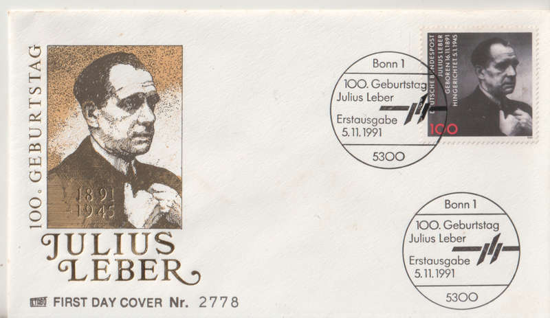 GERMANY 1991 The 100th Anniversary of the Birth of Julius Leber, Politician FDC SG 2431