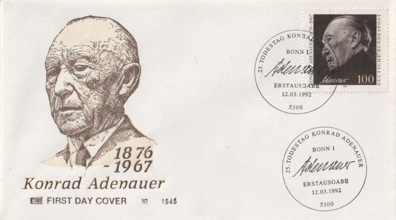 GERMANY 1992 The 25th Anniversary of the Death of Dr.Konrad Adenauer, Federal Chancellor FDC SG 2447