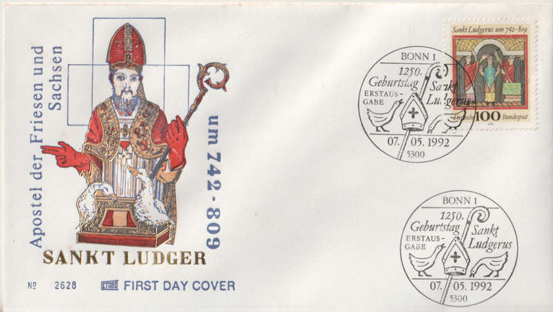 GERMANY 1992 The 1250th Anniversary of the Birth of Saint Ludgerus FDC SG 2458