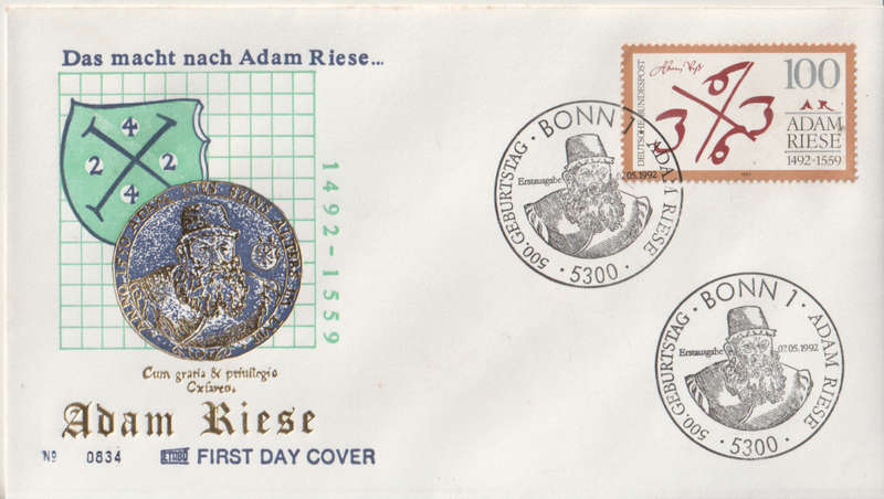 GERMANY 1992 The 500th Anniversary of the Birth of Adam Riese, Mathematician FDC SG 2459
