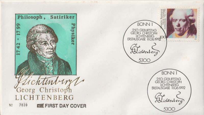 GERMANY 1992 The 250th Anniversary of the Birth of Georg Christoph Lichtenberg FDC SG 2464