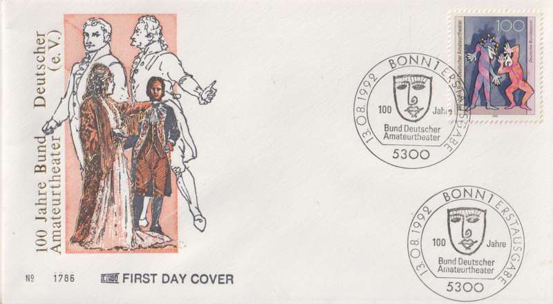 GERMANY  1992 The 100th Anniversary of the German Amateur Theatre FDC SG 2473