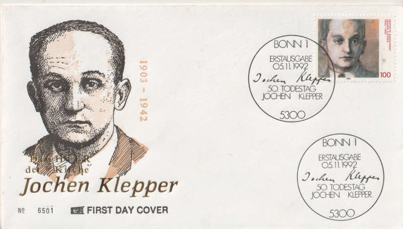 GERMANY 1992 The 50th Anniversary of the Death of Jochen Klepper, Writer FDC SG 2492