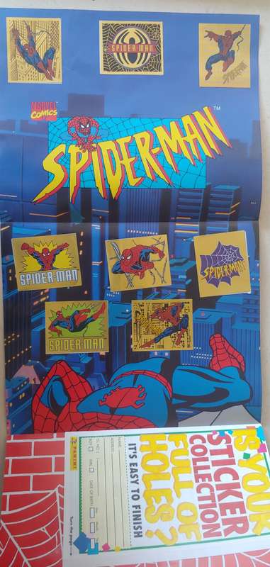 VINTAGE PANINI MARVEL COMICS SPIDERMAN STICKER ALBUM COMPLETE INCLUDES COMPLETE POSTER