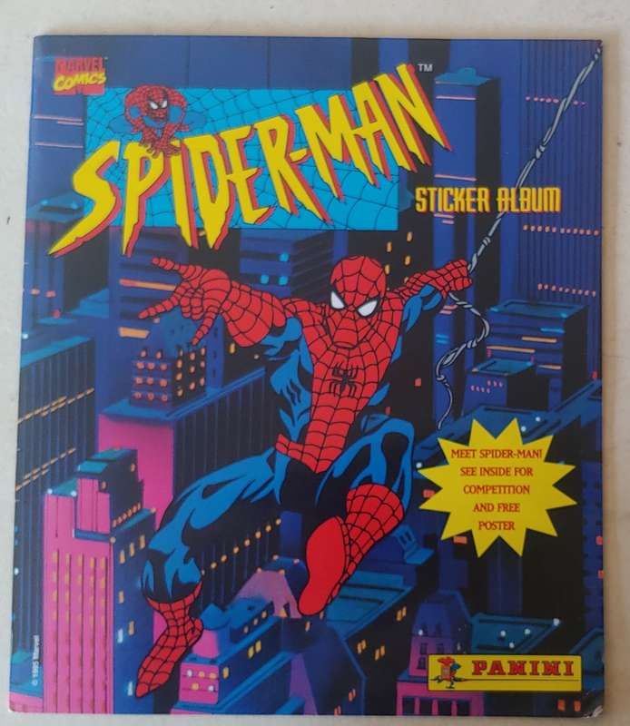 VINTAGE PANINI MARVEL COMICS SPIDERMAN STICKER ALBUM COMPLETE INCLUDES COMPLETE POSTER