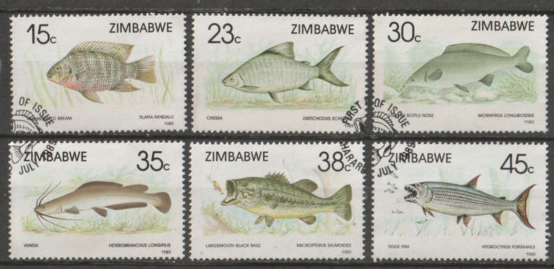 ZIMBABWE 1989 Fish UNH SG 756-61