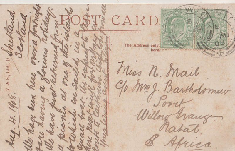 USED POST CARD 1908