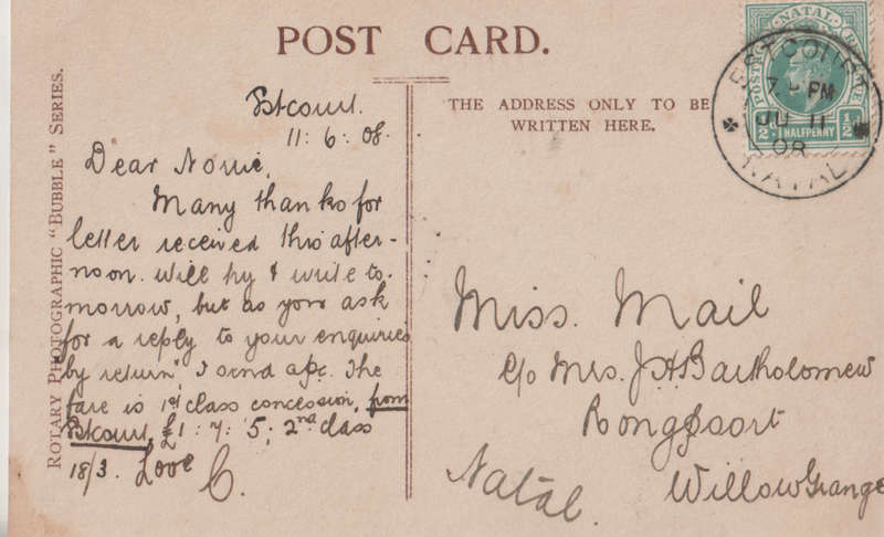 USED POST CARD 1908