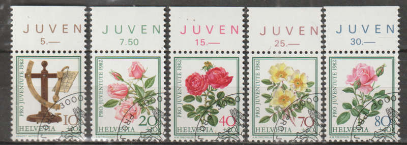 SWITZERLAND 1982 Pro Juventute - Stamp Day - Roses CTO SG J278-82