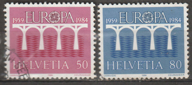 SWITZERLAND  1984 EUROPA Stamps - Bridges - The 25th Anniversary of CEPT ULH SG 1068/9