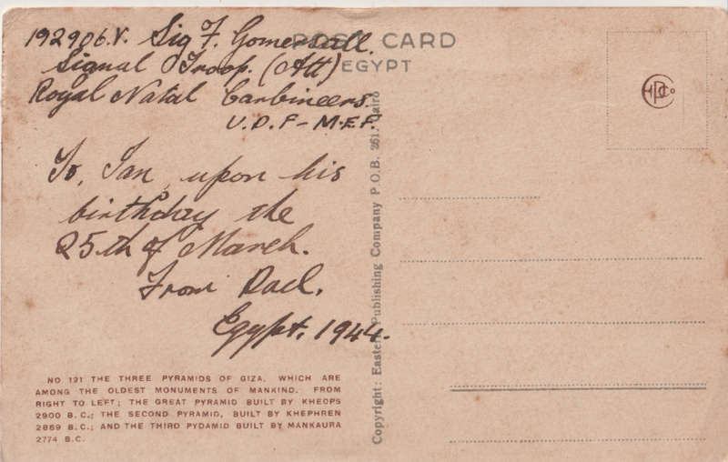 WW2 USED POST CARD 2 SCANS EGYPT 1944