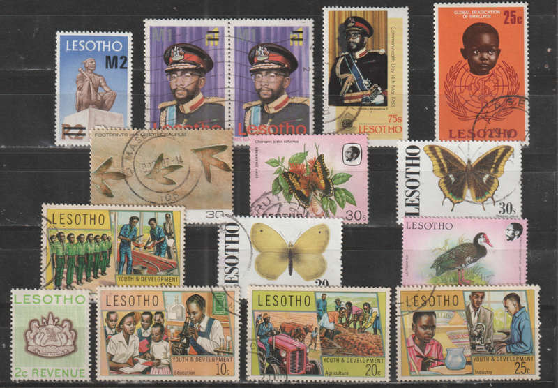 LESOTHO SELECTION BID PER STAMP TO TAKE ALL CARD EXCLUDED