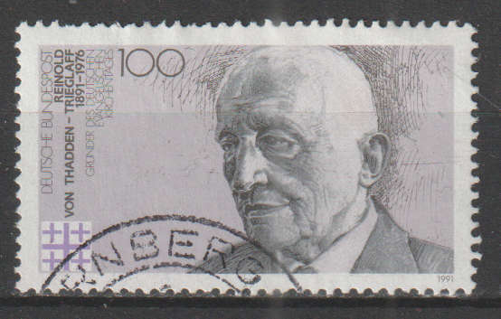 GERMANY 1991 The 100th Anniversary of the Birth of Reinod von Thadden-Trieglaff, Founder UNH SG 2410