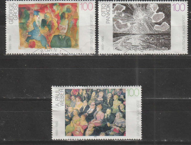 GERMANY 1993 The 100th Anniversary of the Birth of A. Paul Weber, Otto Pankok and GeorgUNH SG 2507-9