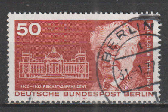 BERLIN 1975 The 100th Anniversary of the Birth of Paul Löbe - President of Parliament ULH SG B499