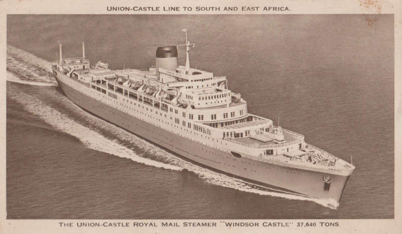 UNION CASTLE LINE WINDSOR CASTLE USED POSTCARD