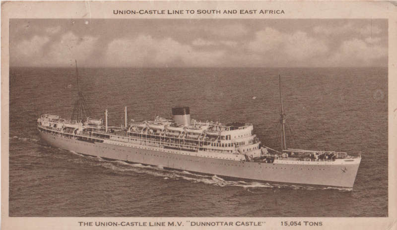 UNION CASTLE LINE DUNNOTTAR CASTLE USED POSTCARD