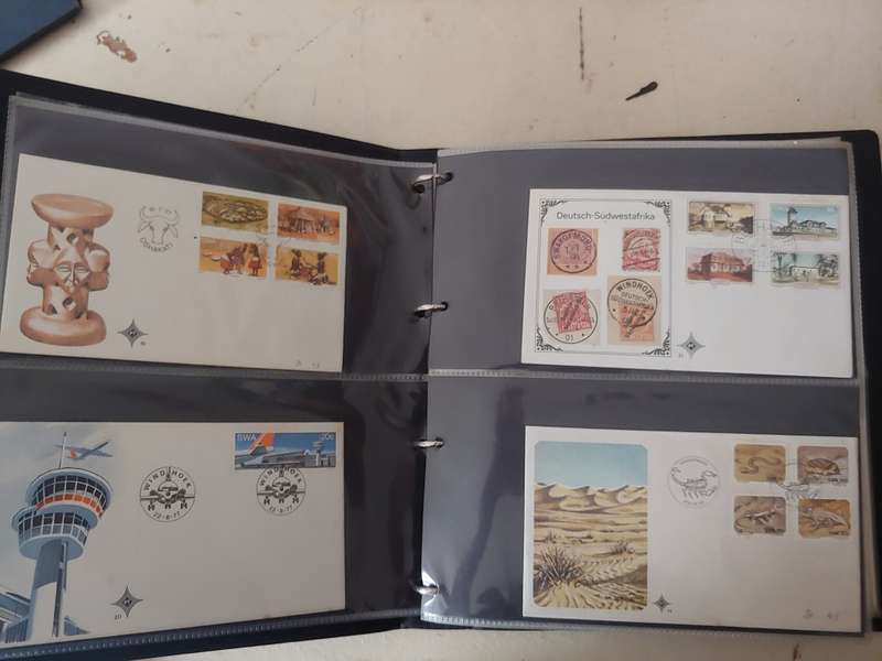 SG NEW THAMES COVER ALBUM 19 PAGES X 4 FDCS PLUS 4 PAGES LARGE FDCS 1 YEAR PACK SWA/NAMIBIA