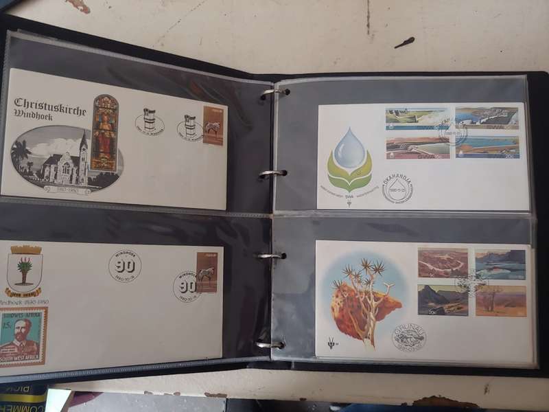 SG NEW THAMES COVER ALBUM 19 PAGES X 4 FDCS PLUS 4 PAGES LARGE FDCS 1 YEAR PACK SWA/NAMIBIA