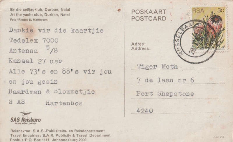 USED POST CARD SA HAM RADIO