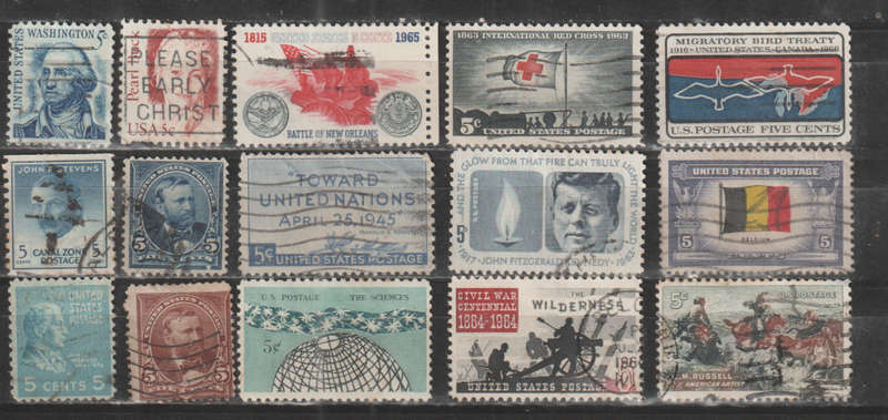 USA SELECTION BID PER STAMP TO TAKE ALL CARD EXCLUDED