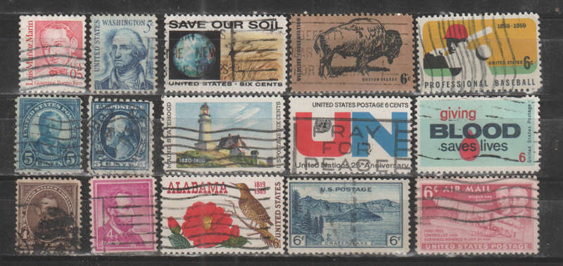 USA SELECTION BID PER STAMP TO TAKE ALL CARD EXCLUDED