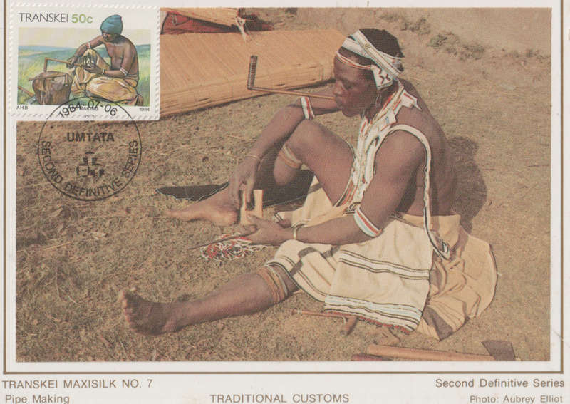 MINT SILK POST CARD/MAXI CARD TRANSKEI SA LIGHT MARKS
