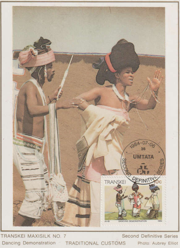 MINT SILK POST CARD/MAXI CARD TRANSKEI SA LIGHT MARKS